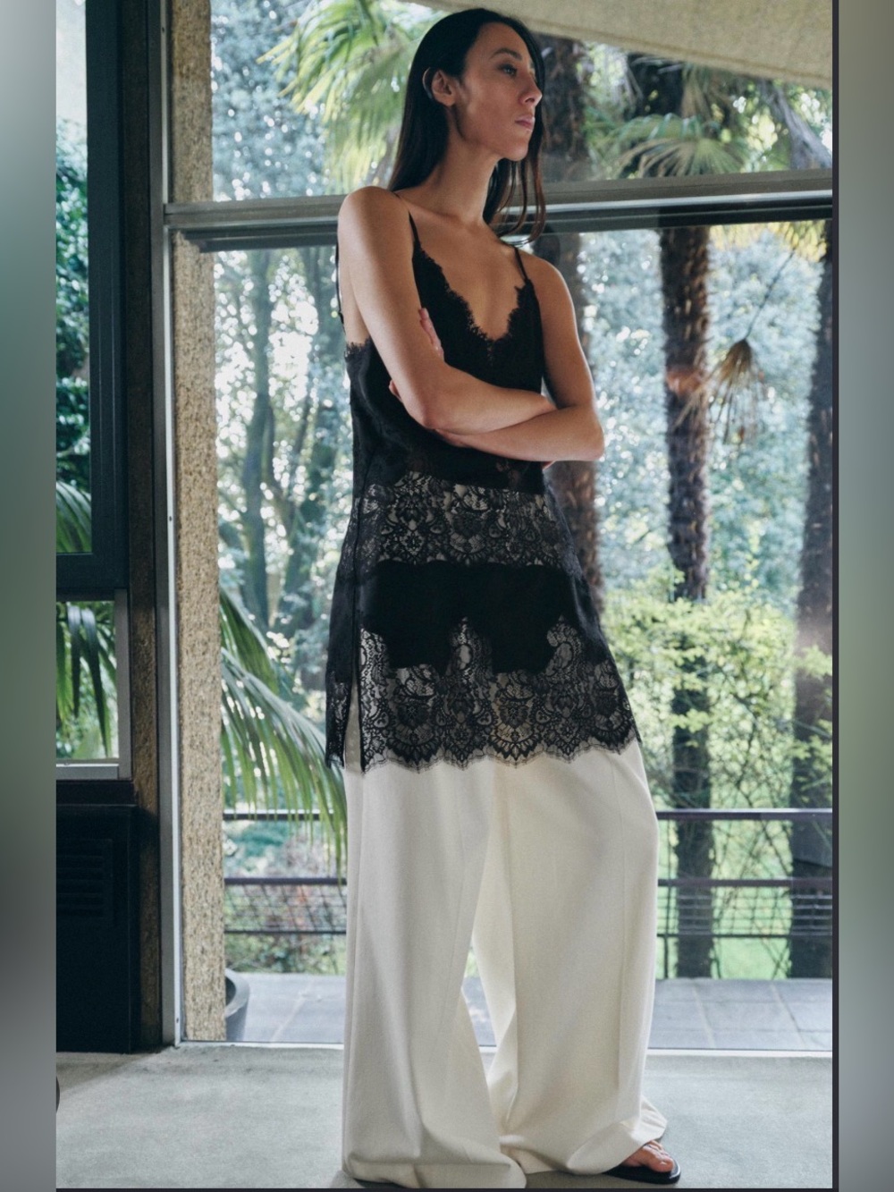 🔥🔥Zara ZW collection long Lace Camisole Top